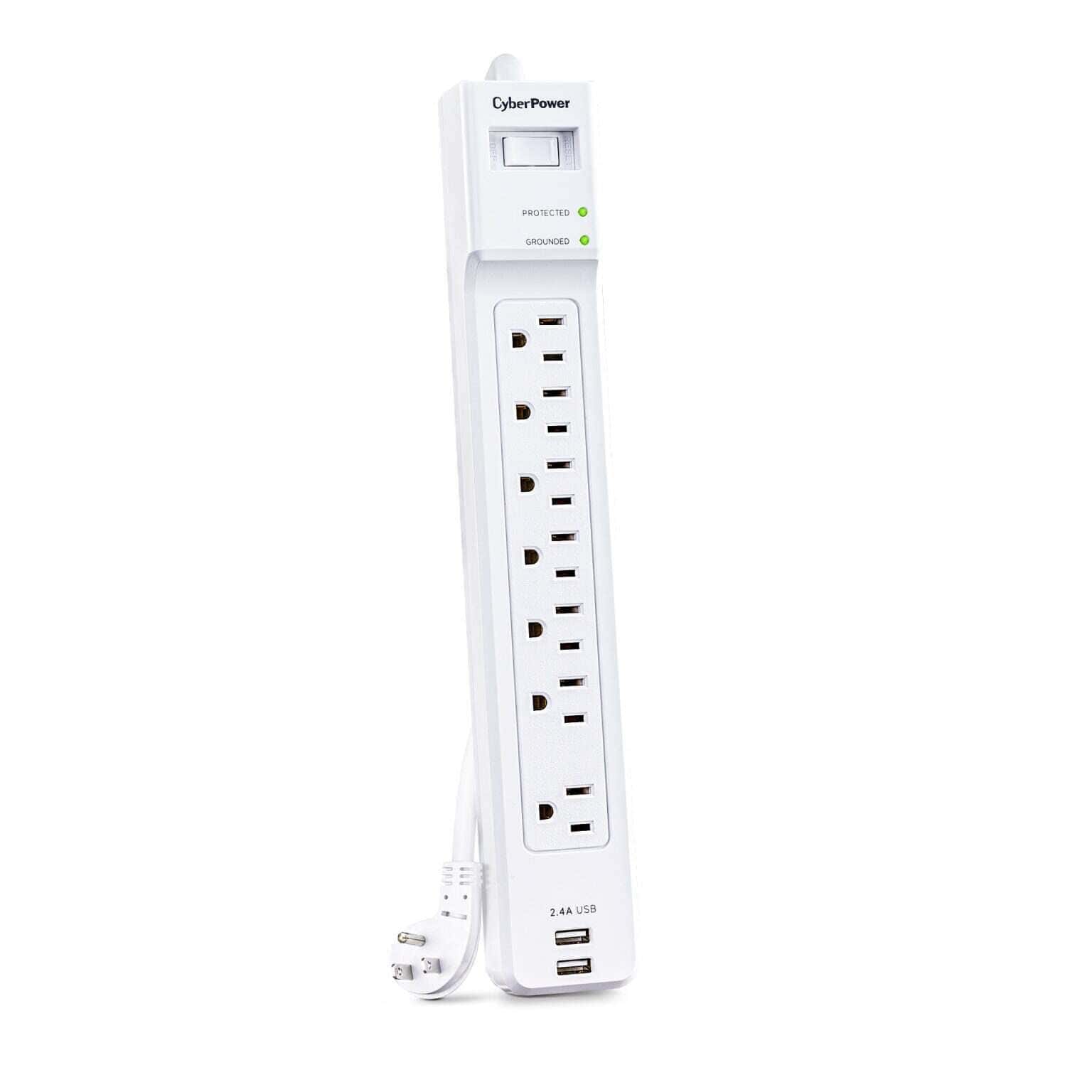 CyberPower Essential 7-Outlet Surge Protector, White