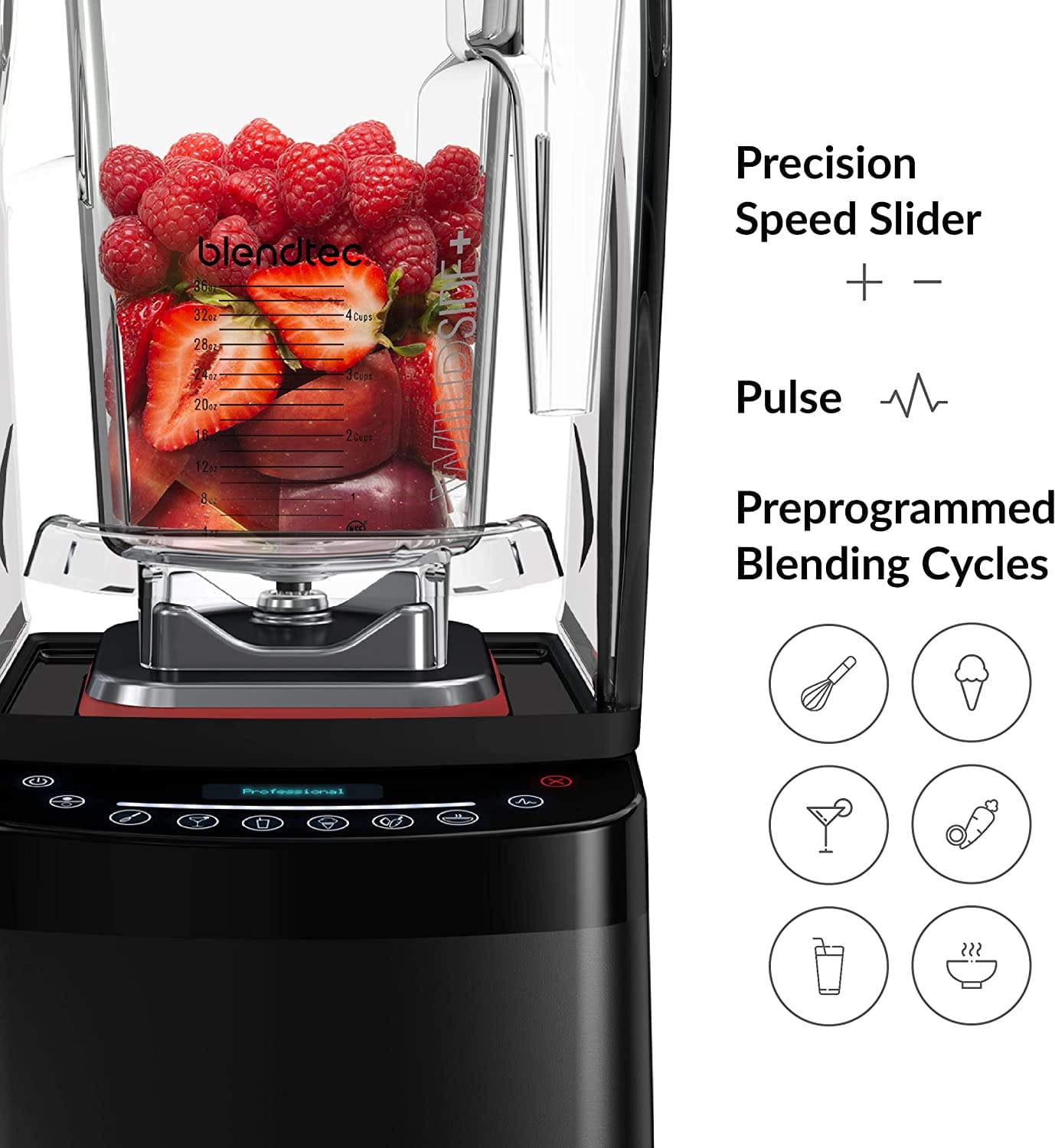 Blendtec Professional 800 Stealth WildSide+ Blender, Black - Certified Refurbished