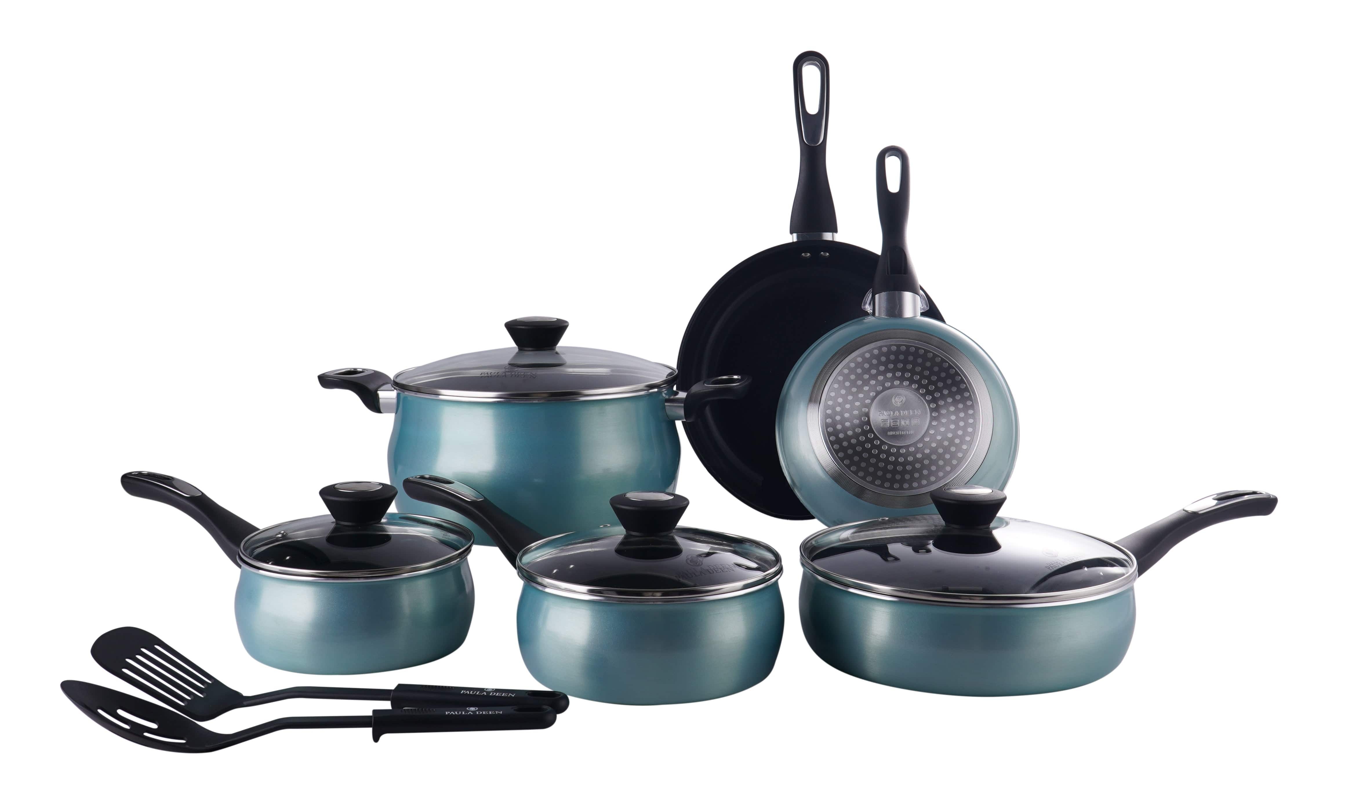 Paula Deen 12 Piece Cookware Set Sea Glass