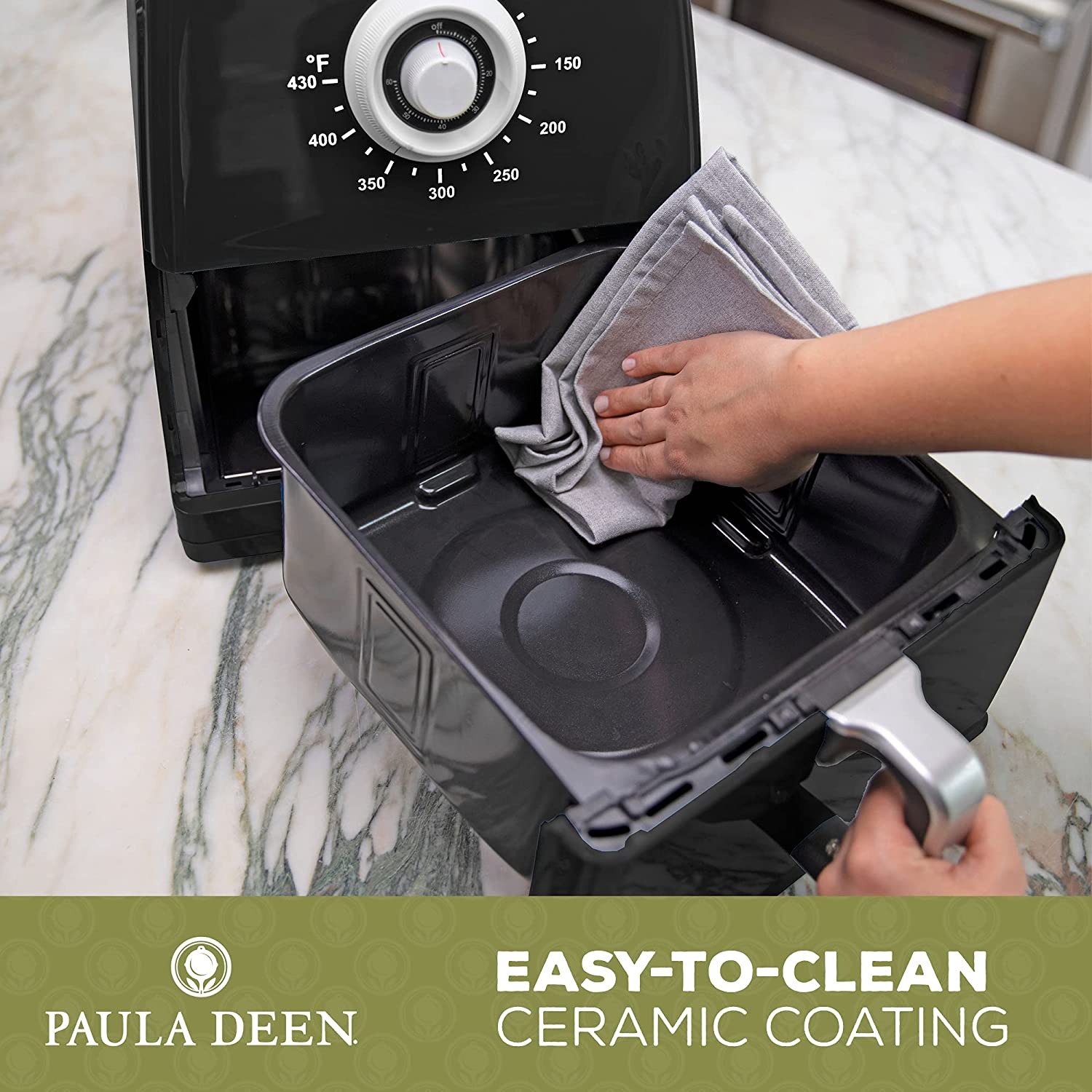 Paula Deen 8.5QT 1700 Watt Large Air Fryer Rapid Air Circulation System Black