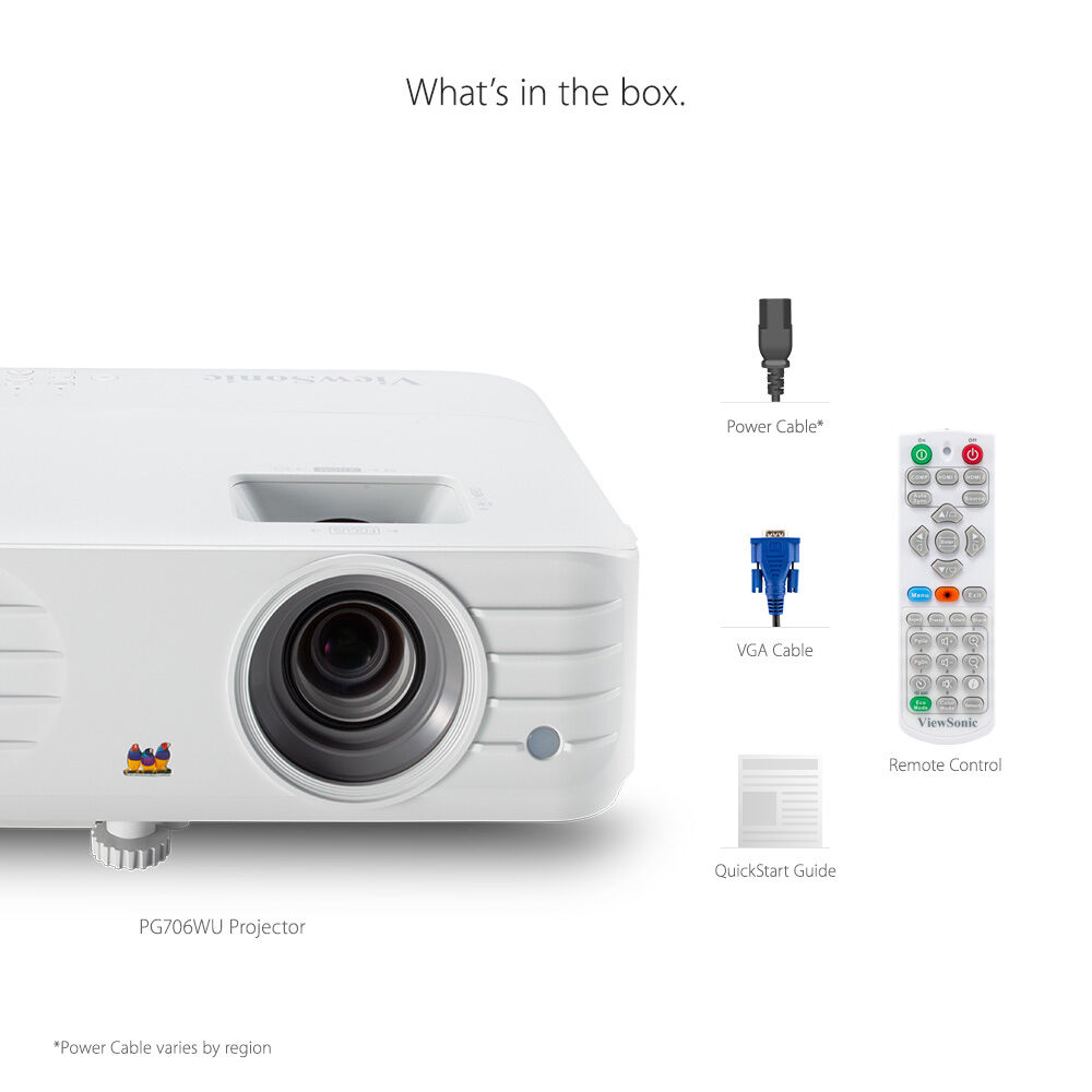 ViewSonic PG706WU-S 4000 Lumens WUXGA Projector with RJ45 LAN Control Vertical Keystoning and Optical Zoom for Home and Office - Certified Refurbished
