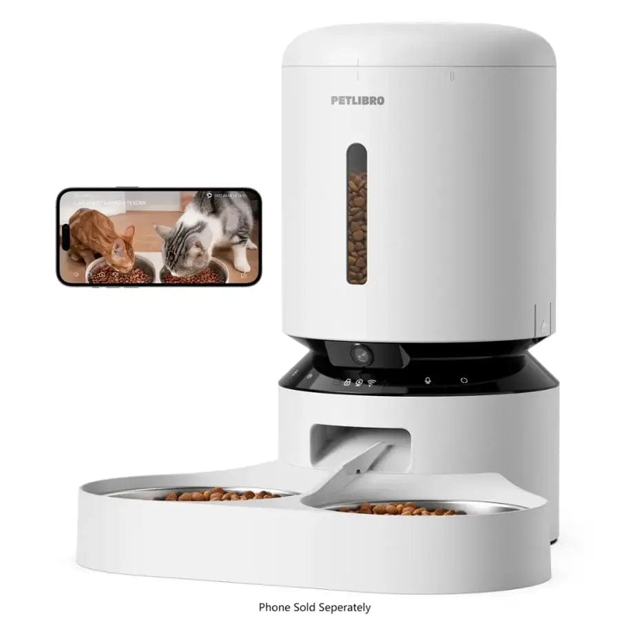 PETLIBRO Granary 5L Automatic Pet Feeder, Camera Monitoring, Double Tray, White - Certified Refurbished
