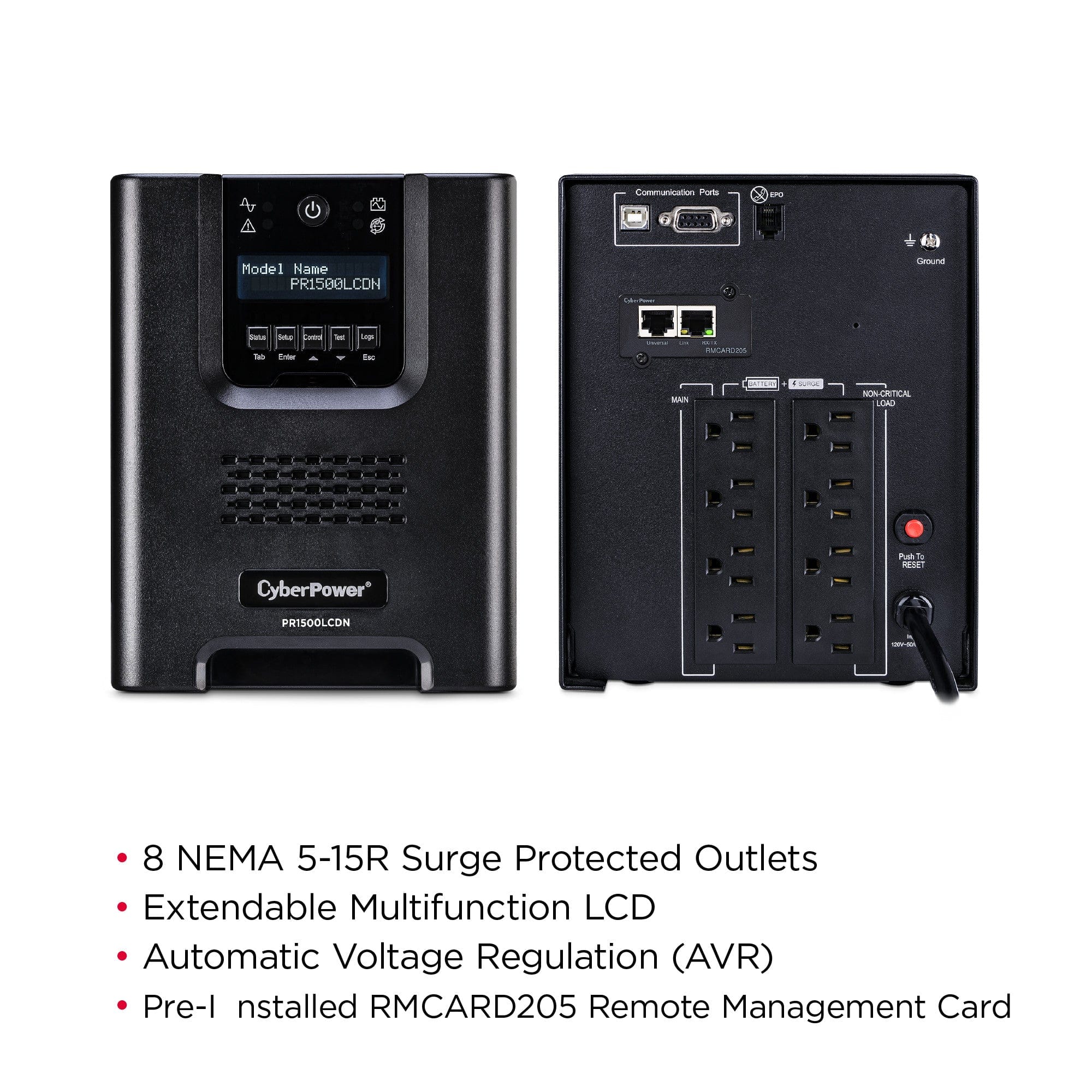 CyberPower Smart App Sinewave UPS System, 1500VA/1500W, 8 Outlets, AVR, Mini-Tower with Network Card - Certified Refurbished