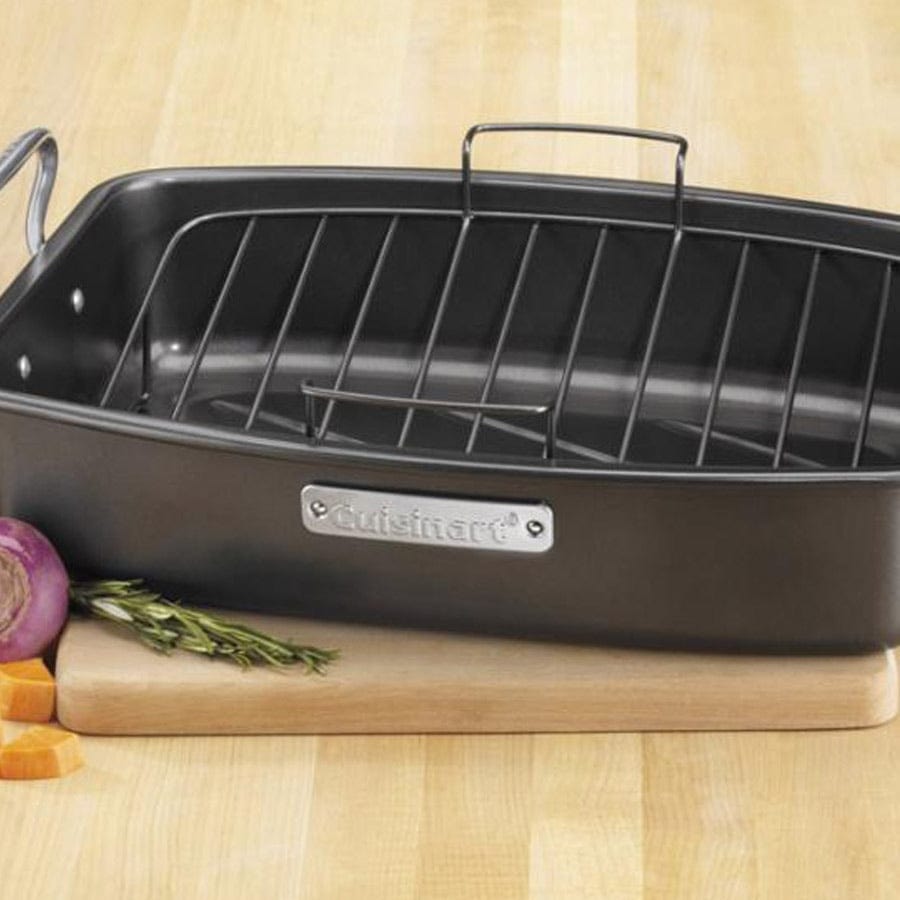 Cuisinart Roasting And Lasagna Pans 17" x 13" Nonstick Roaster with V-Rack, Black