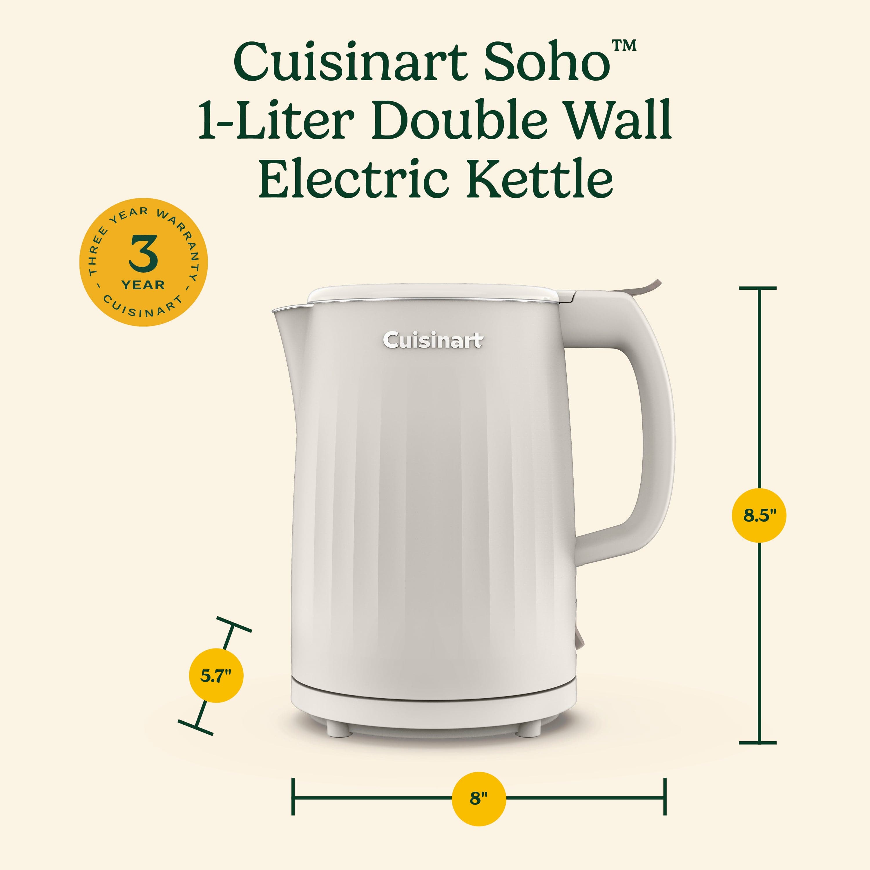 Cuisinart Soho™ 1-Liter Double-Wall Electric Kettle, Truffle