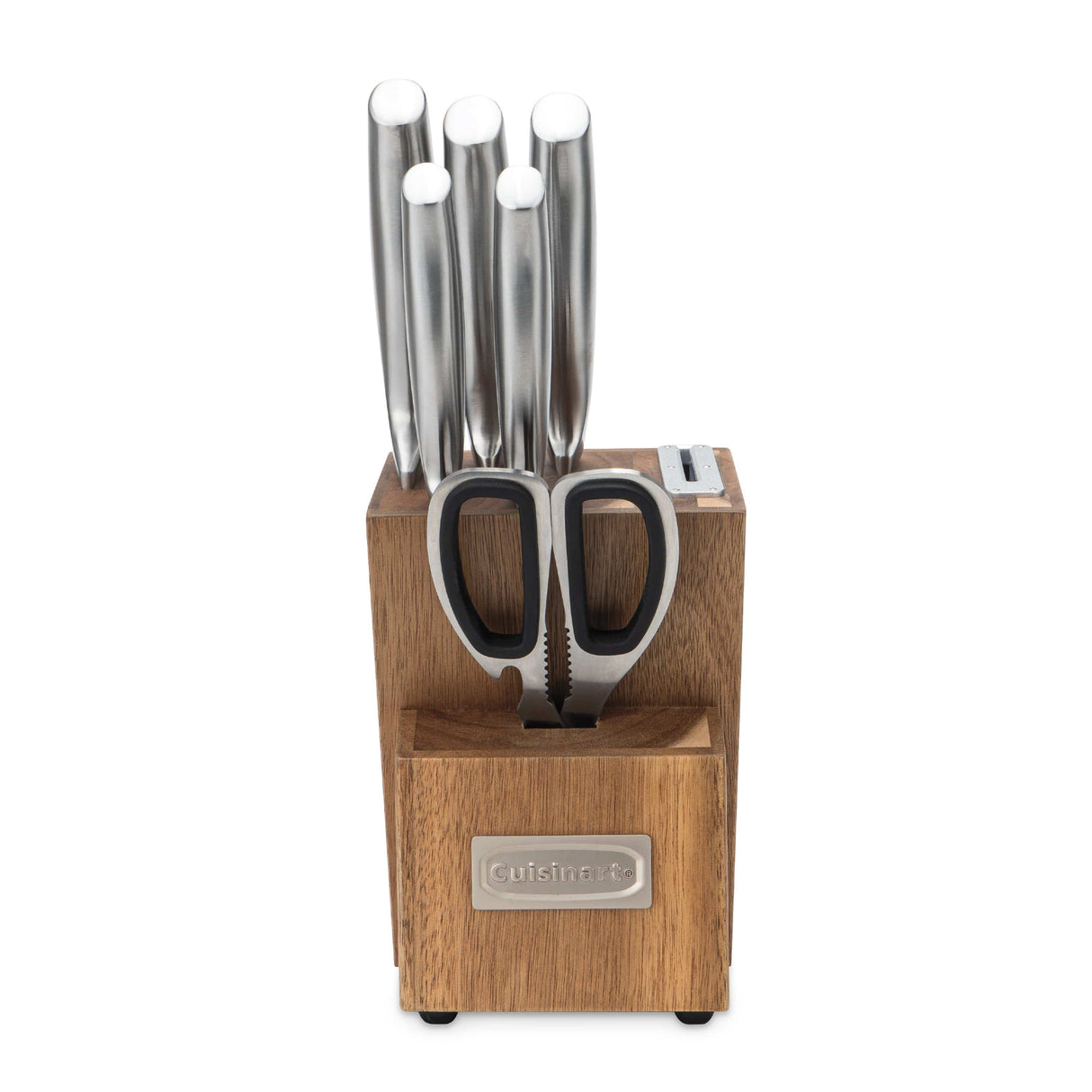 Cuisinart 7pc Stainless Steel Essentials Block Set with Built in Sharpener, Silver