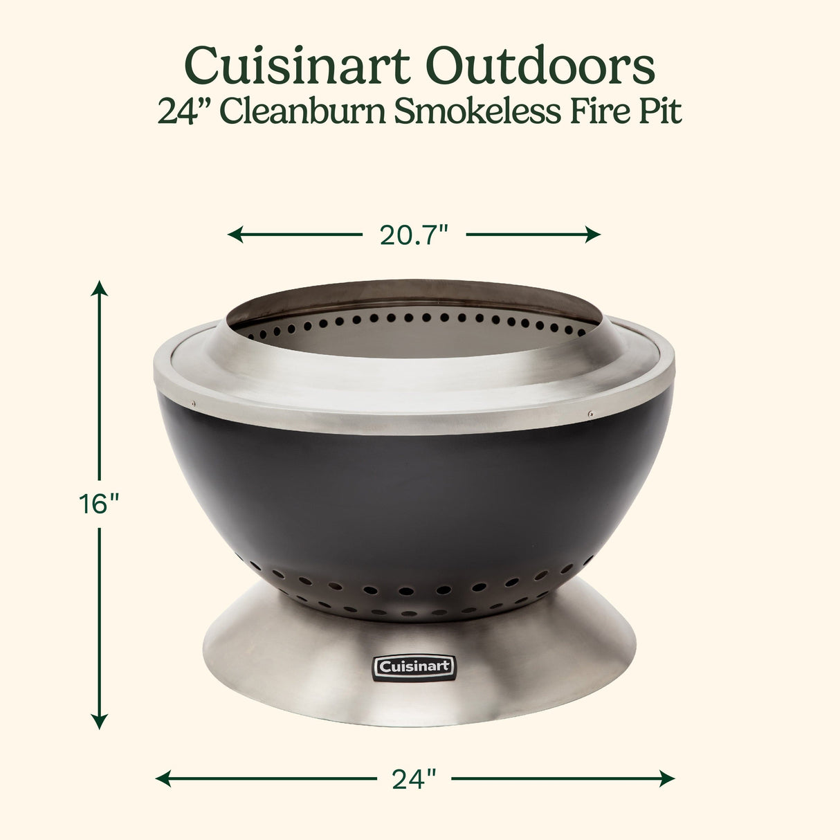 Cuisinart 24” Cleanburn Smokeless Fire Pit, Black