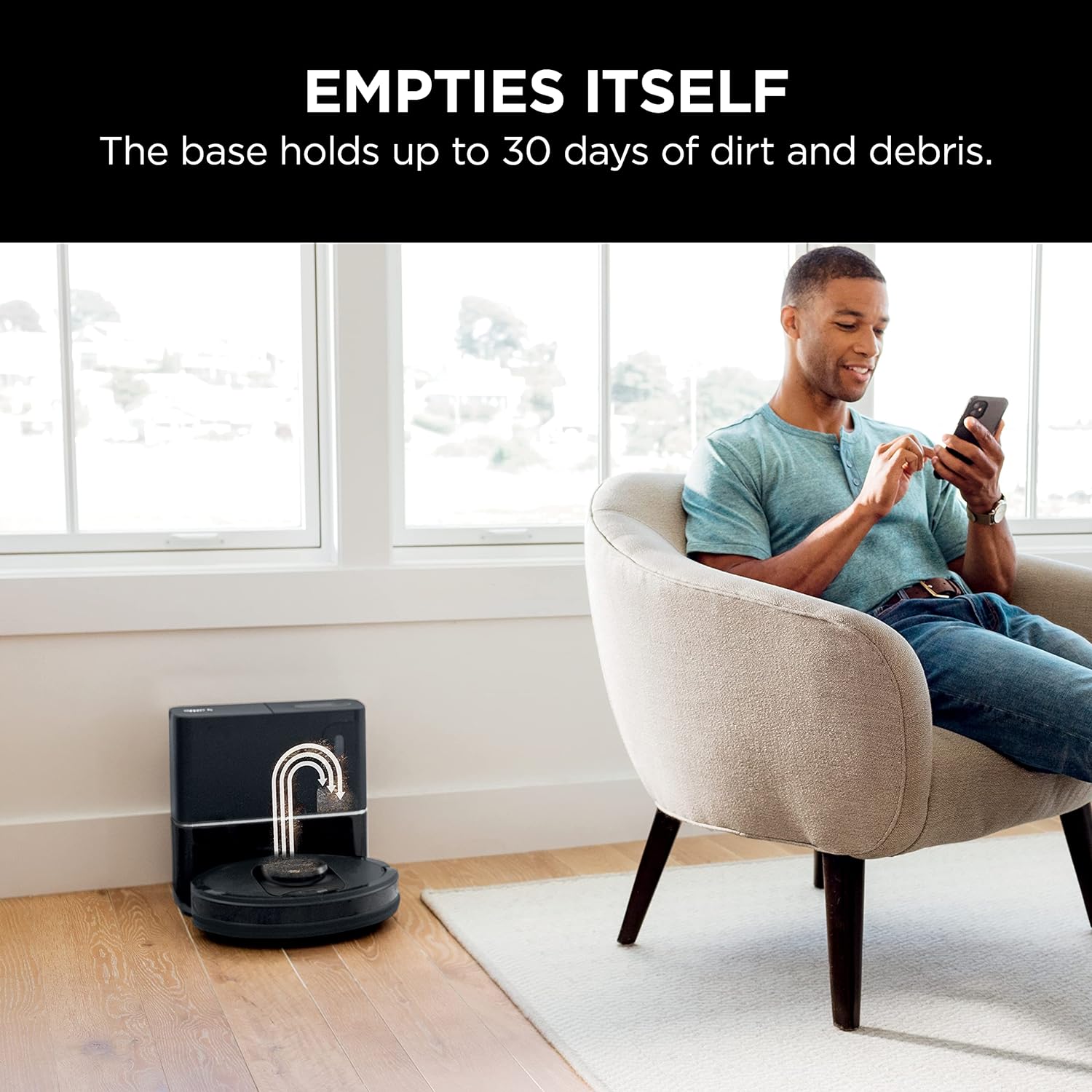 Shark AI ULTRA Robot Vacuum, Self-Empty Base, HEPA, Bagless, 30-Day Capacity LIDAR Navigation for Pet Hair, Smart Control, Black - Certified Refurbished