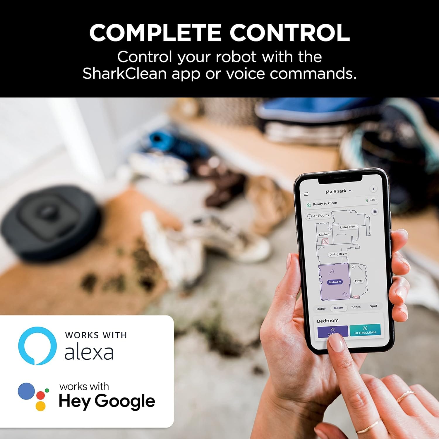 Shark AI ULTRA Robot Vacuum, Self-Empty Base, HEPA, Bagless, 30-Day Capacity LIDAR Navigation for Pet Hair, Smart Control, Black - Certified Refurbished