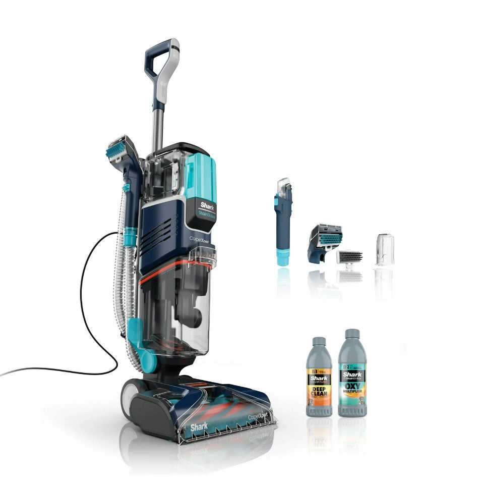 Shark R-EX201 CarpetXpert Upright Vacuum for Carpet, Rugs & Upholstery with StainStriker, Cyan - Certified Refurbished
