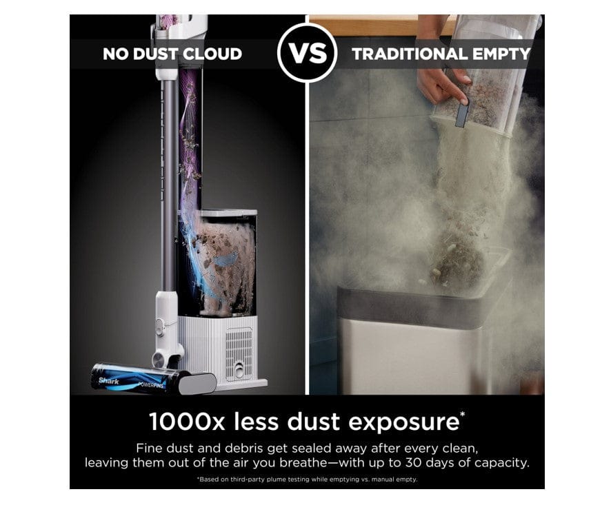 Shark Cordless Vacuum Detect Pro Auto-Empty System with PowerFins Brushroll, Stick/Handheld (2-in-1), White/Ash Purple - Open Box