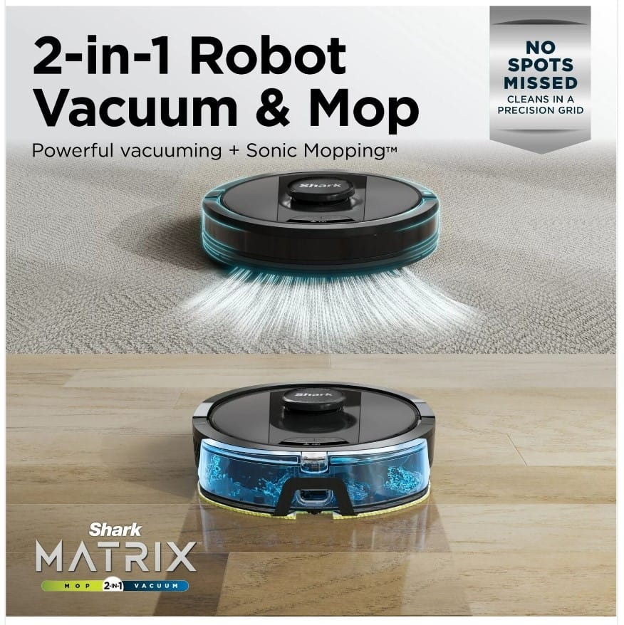 Shark Matrix Self-Empty Robot Vacuum & Mop with No Spots Missed, Bagless 30-Day Capacity, Black - Open Box