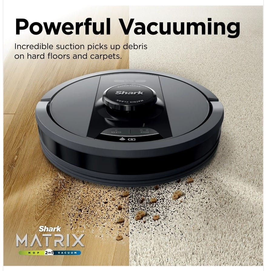 Shark Matrix Self-Empty Robot Vacuum & Mop with No Spots Missed, Bagless 30-Day Capacity, Black - Open Box