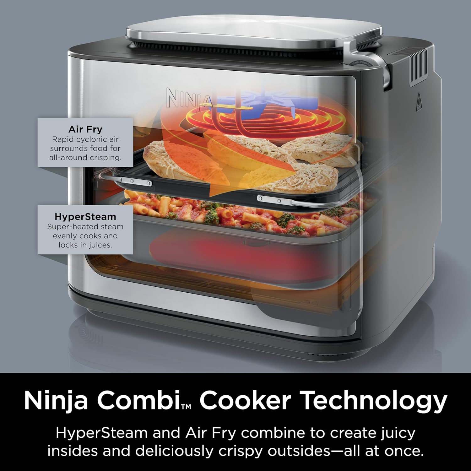 Ninja 14-in-1 Multicooker, Toaster Oven & Air Fryer, 15-Min Meals, 3 Accessories, Grey - Certified Refurbished