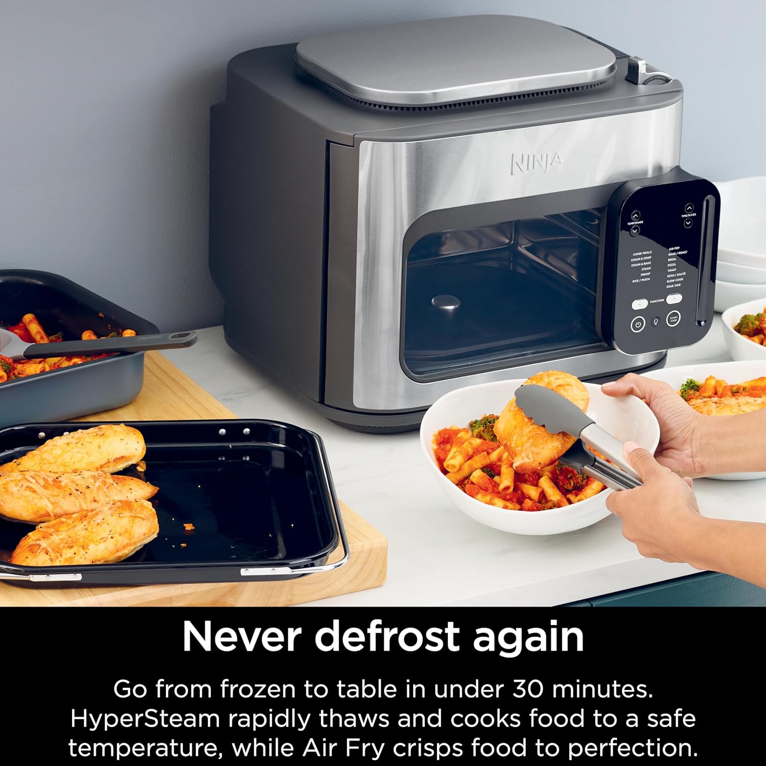 Ninja 14-in-1 Multicooker, Toaster Oven & Air Fryer, 15-Min Meals, 3 Accessories, Grey - Certified Refurbished