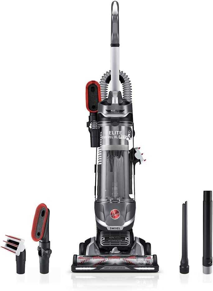 Hoover MAXLife Elite Swivel XL Pet Vacuum Cleaner HEPA Filtration for Carpets and Hard Floors, Grey - Certified Refurbished