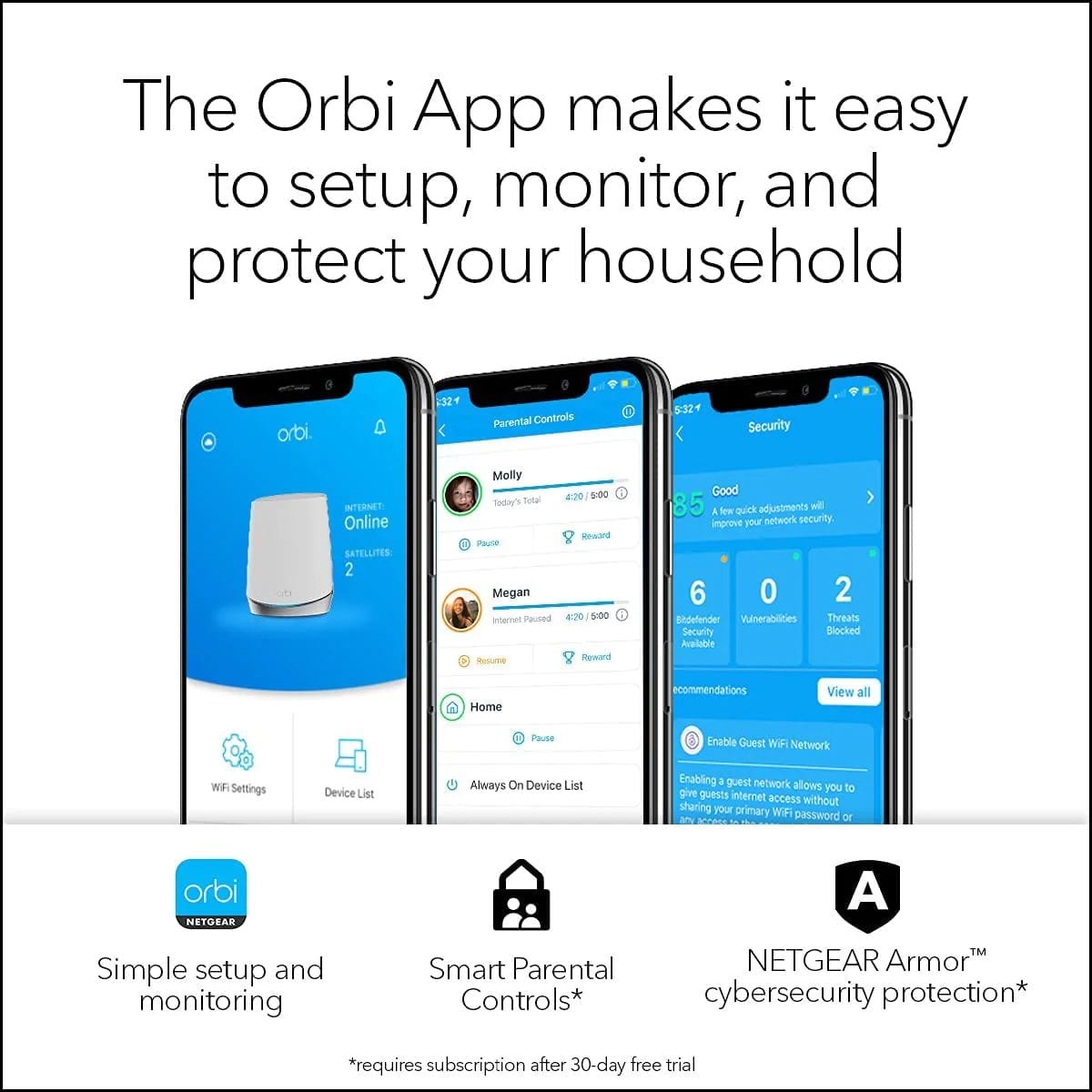 Netgear AX4200 Orbi WiFi 2 Satellites + 1 Router - Certified Refurbished