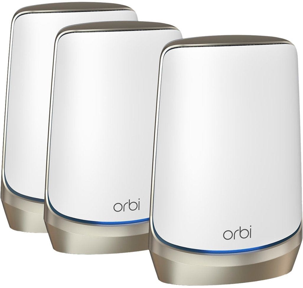 Netgear RBKE963 Orbi 960 Series AXE11000 Quad-Band Mesh Wi-Fi 6E System 3-pack White - Certified Refurbished