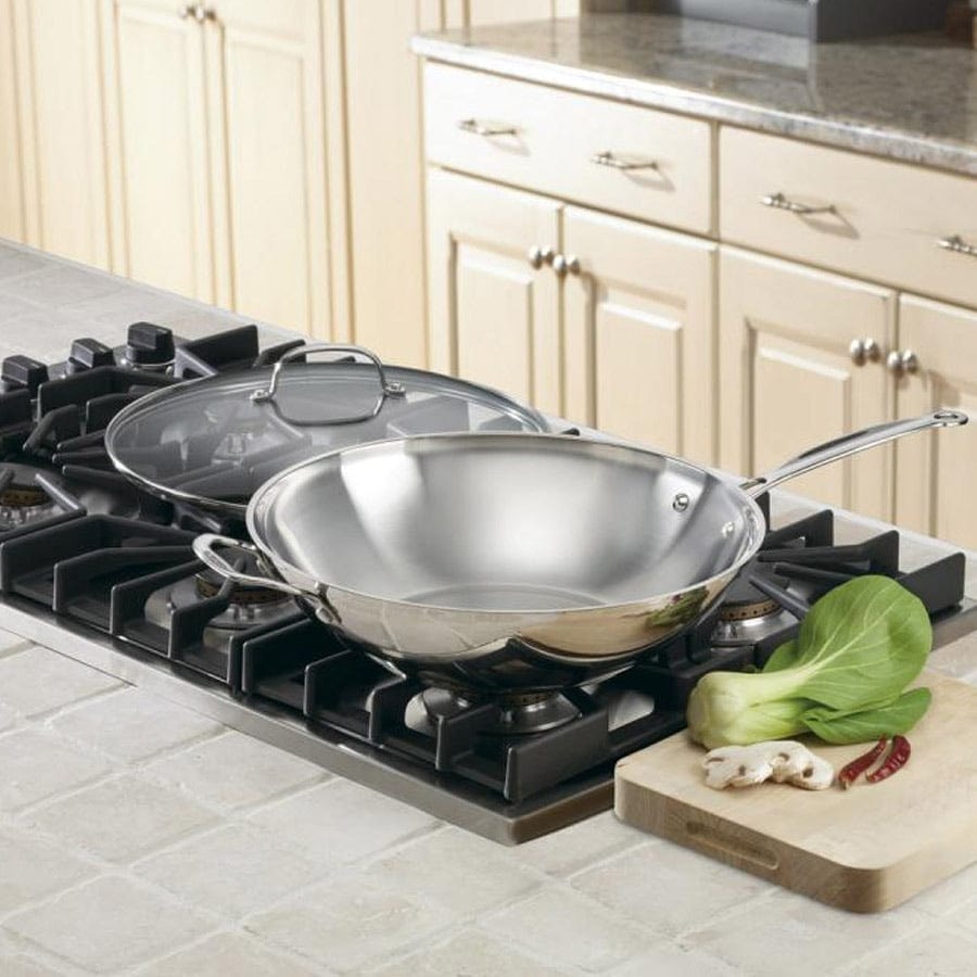 Cuisinart Chef's Classic™ Stainless 14" Stir-Fry Pan with Helper Handle & Glass Cover, Silver