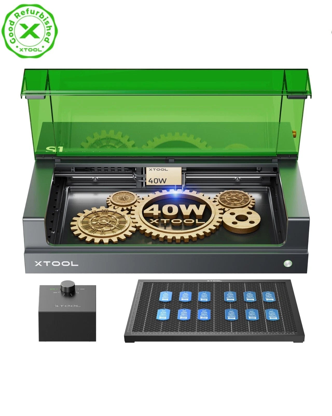 xTool 40W Laser Engraver, 600mm/s Engraving Speed ,Basic Bundle, Dark Green - Certified Refurbished