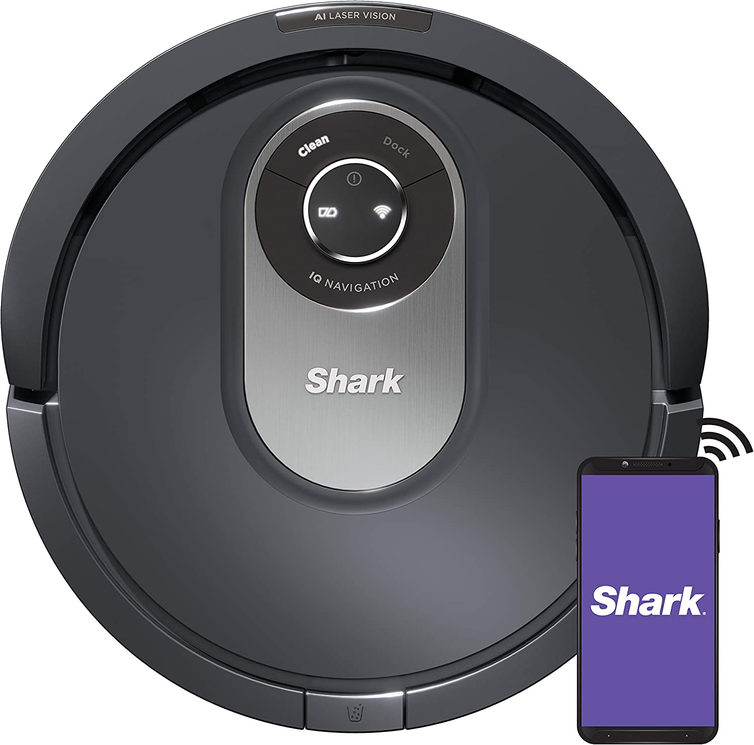 Shark RV2001 Smart Mapping, Scheduling, Pet Hair Pick Up, Logical Navigation Carpet AI Robot Vacuum, Black/Silver