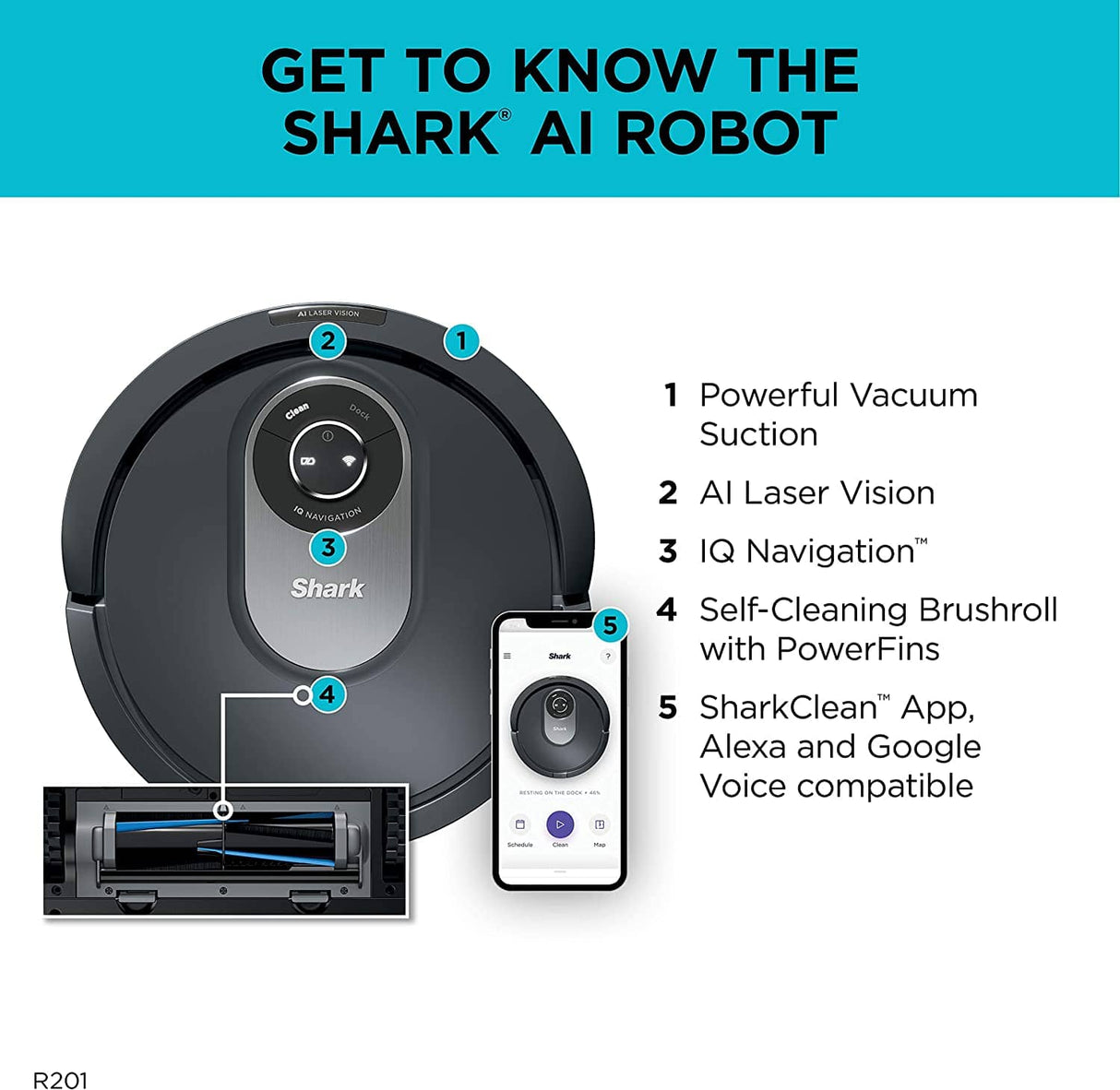 Shark Smart Mapping, Scheduling, Pet Hair Pick Up, Logical Navigation Carpet AI Robot Vacuum, Black/Silver - Open Box