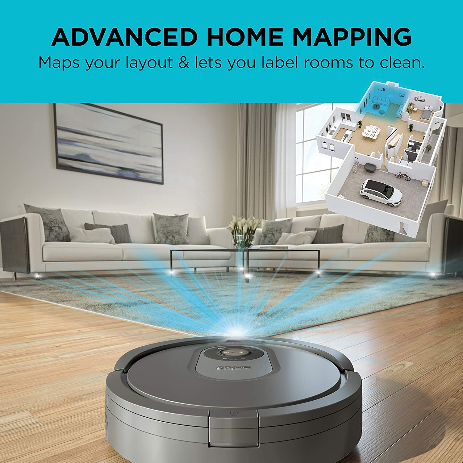 Shark Smart Mapping, Scheduling, Pet Hair Pick Up, Logical Navigation Carpet AI Robot Vacuum, Black/Silver