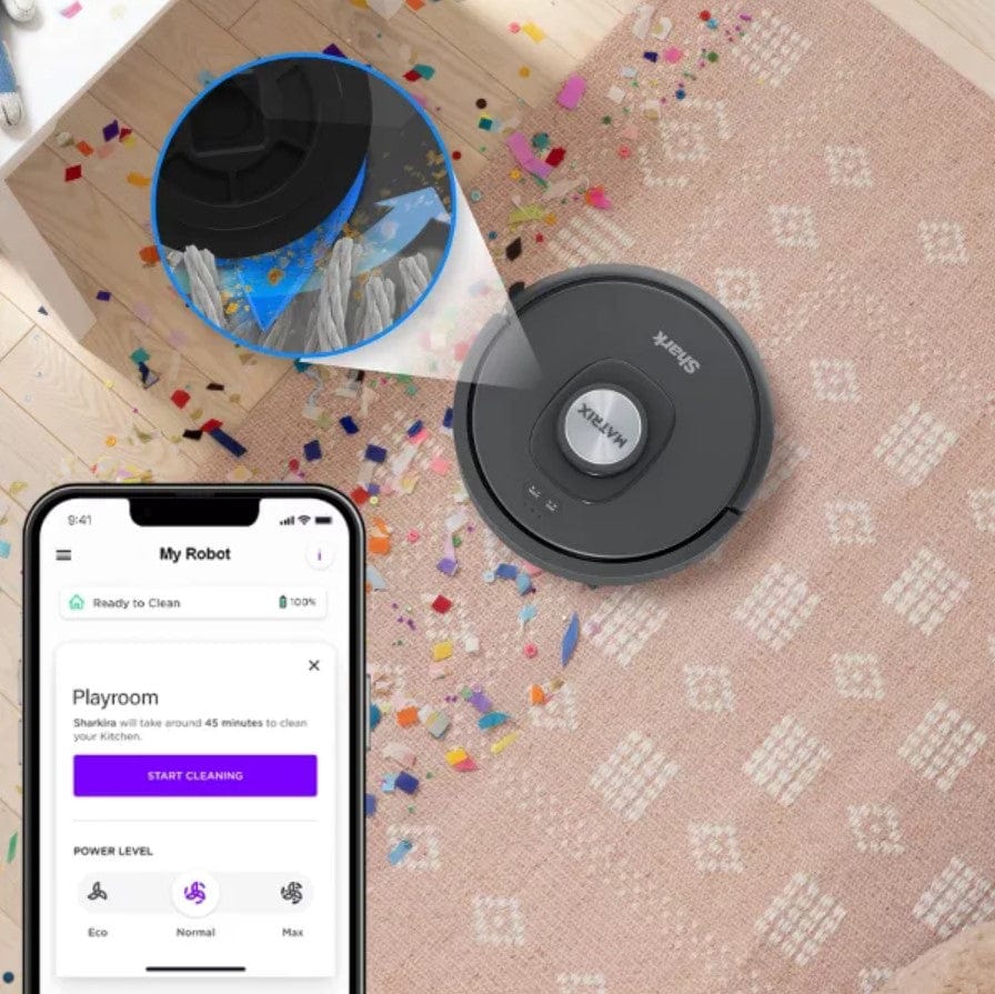 Shark Matrix Self Empty Robot Vacuum for Carpets & Hardfloors, 45-Day Capacity Self-Cleaning Bagless Base, Smart Control, - Certified Refurbished