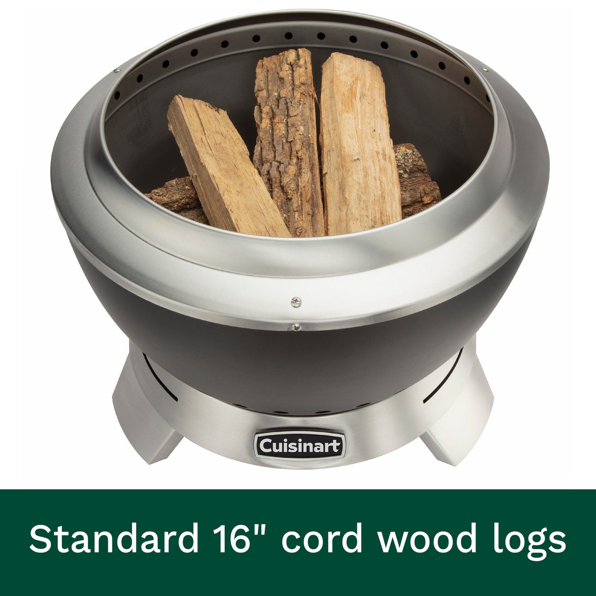 Cuisinart 19.5” Cleanburn Smokeless Fire Pit, Black Stainless