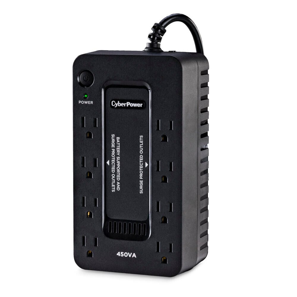 CyberPower 450VA/260W Battery Backup UPS System with 8 Outlets, Black - Certified Refurbished