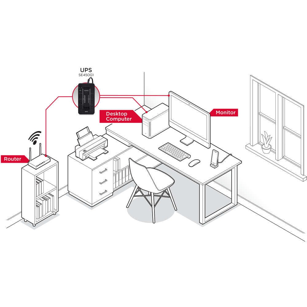 CyberPower 450VA/260W Battery Backup UPS System with 8 Outlets, Black - Certified Refurbished