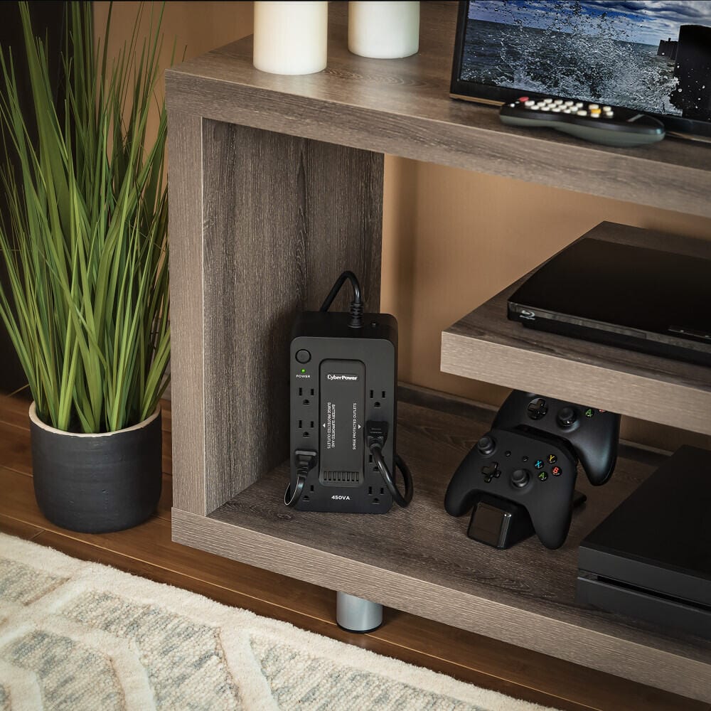 CyberPower 450VA/260W Battery Backup UPS System with 8 Outlets, Black - Certified Refurbished