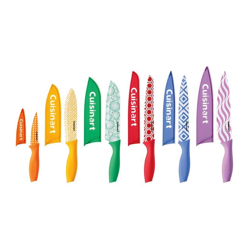 Cuisinart 12 Piece Printed Color Knife Set with Blade Guards, Multicolor