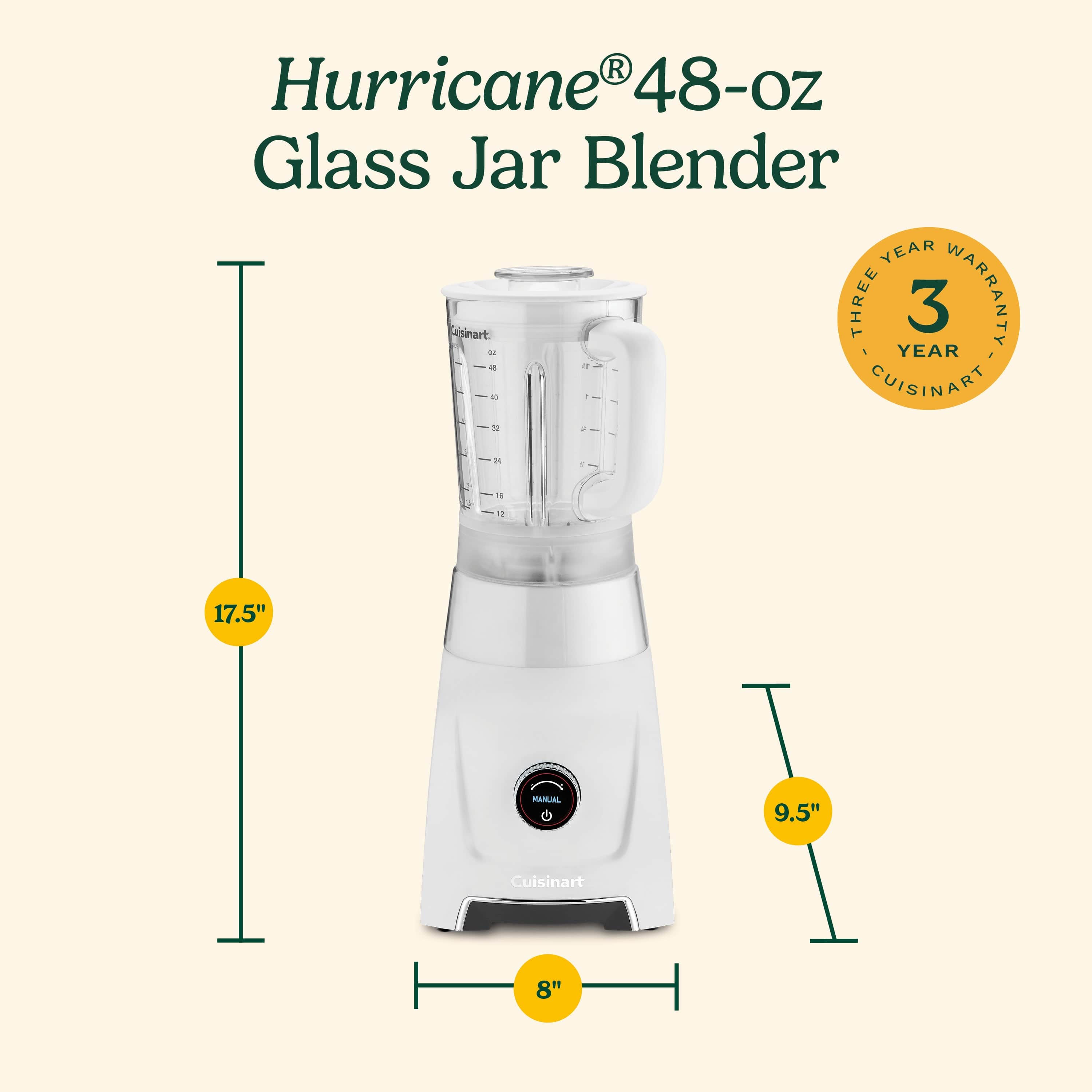 Cuisinart Hurricane® 48 oz Glass Jar Blender, white