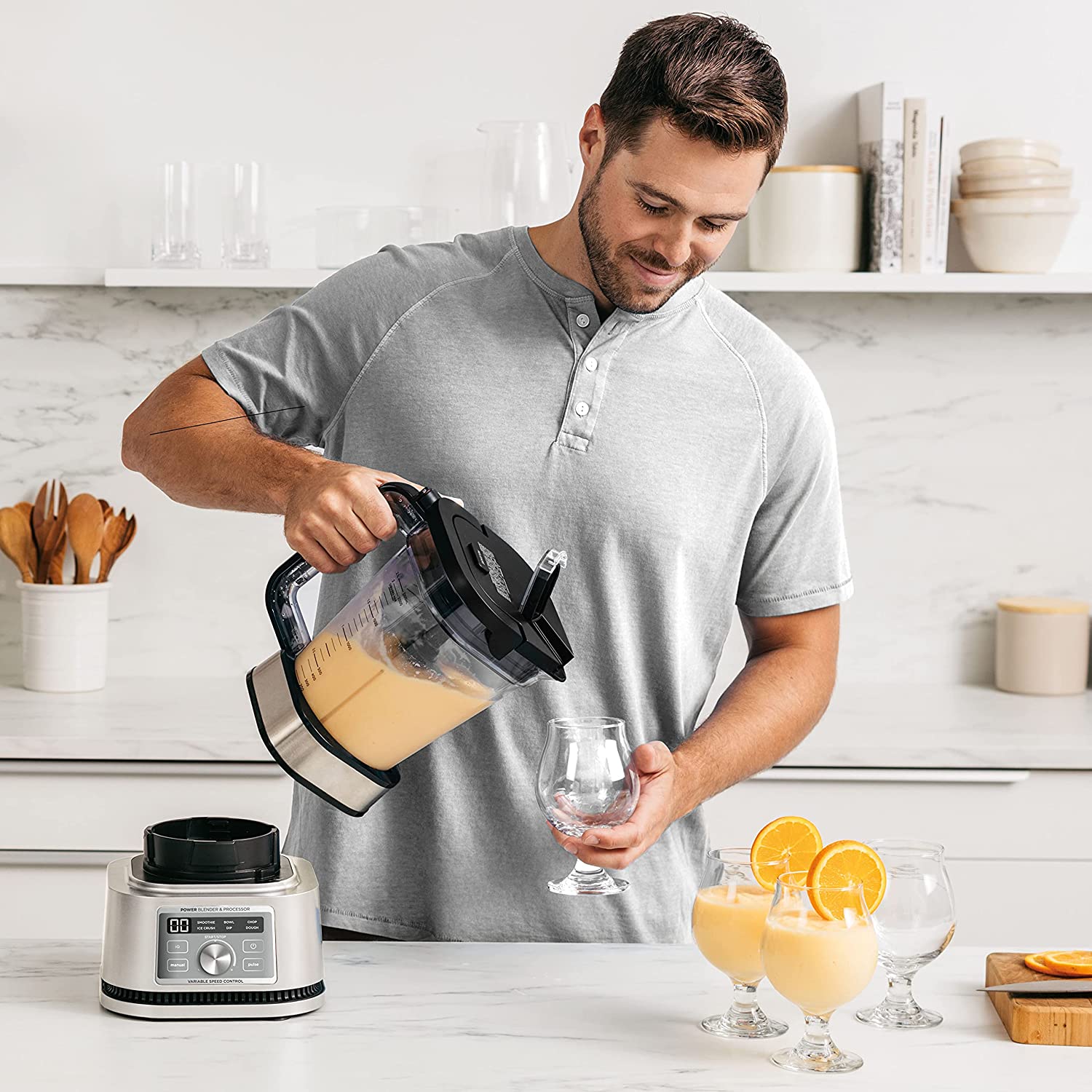 Ninja SS201 1400WP 6 Auto-iQ Presets Foodi Power Blender & Processor 3-in-1 Blender and Food Processor