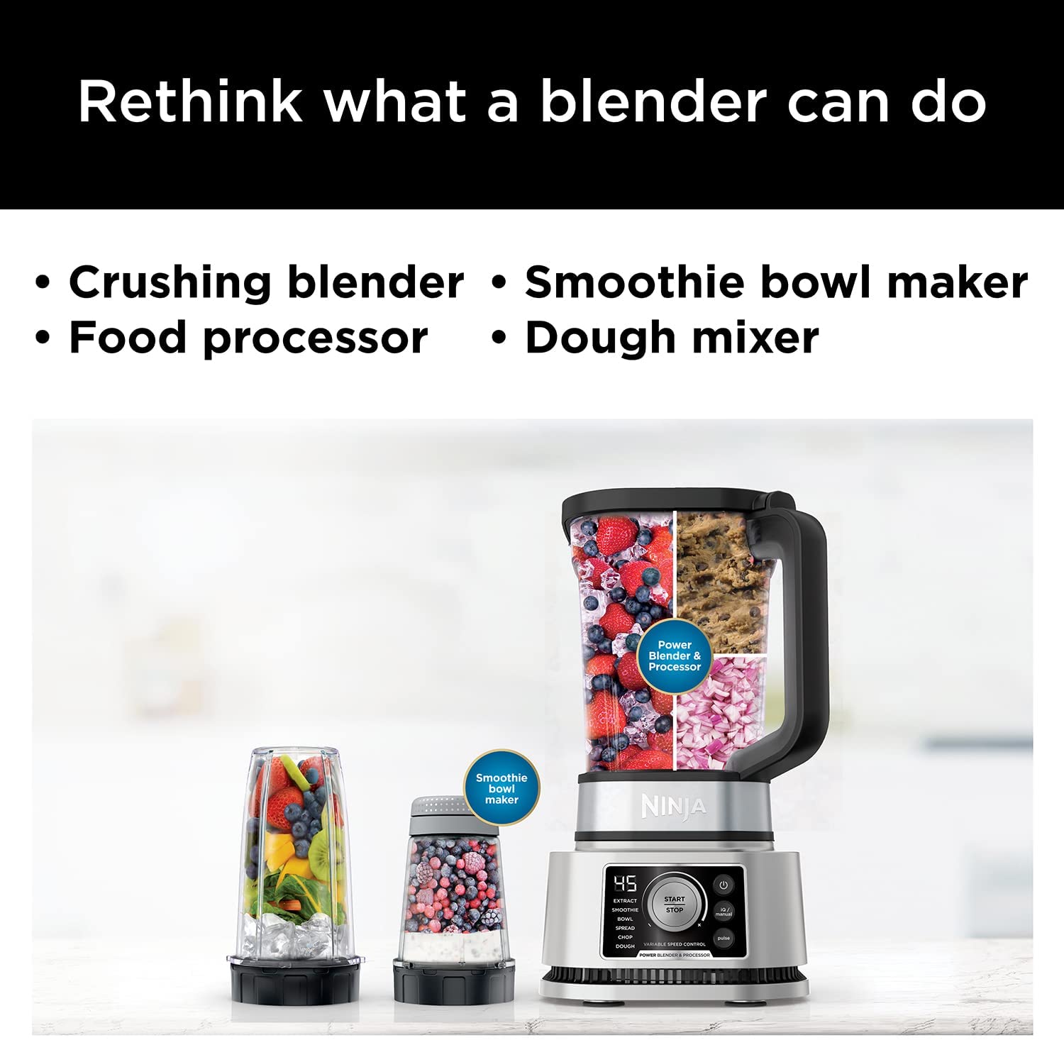 Ninja Foodi 72oz Power Blender & Processor System with Smoothie Bowl Maker & Nutrient Extractor