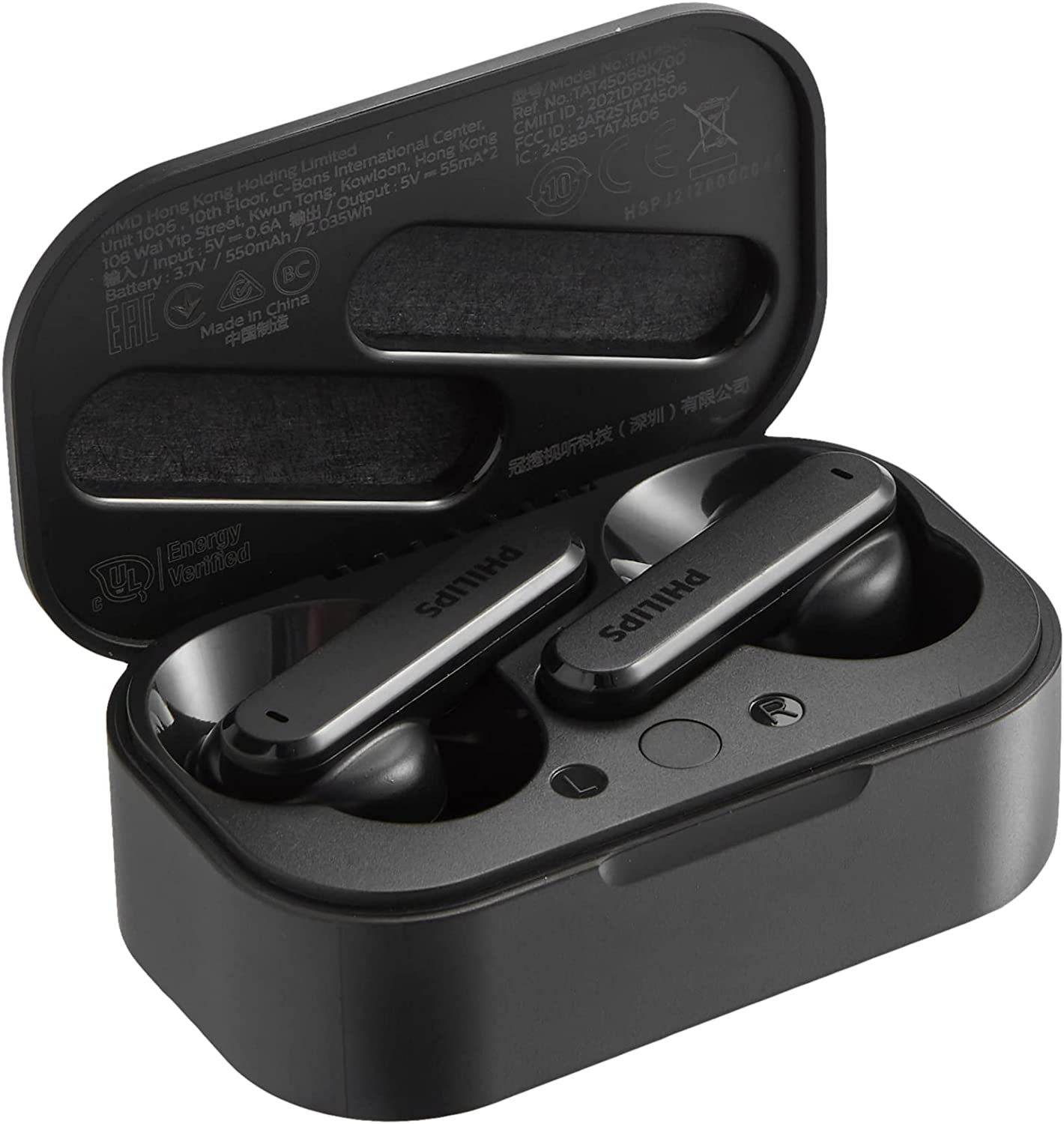 Philips True Wireless Headphones with Charging Case, Black
