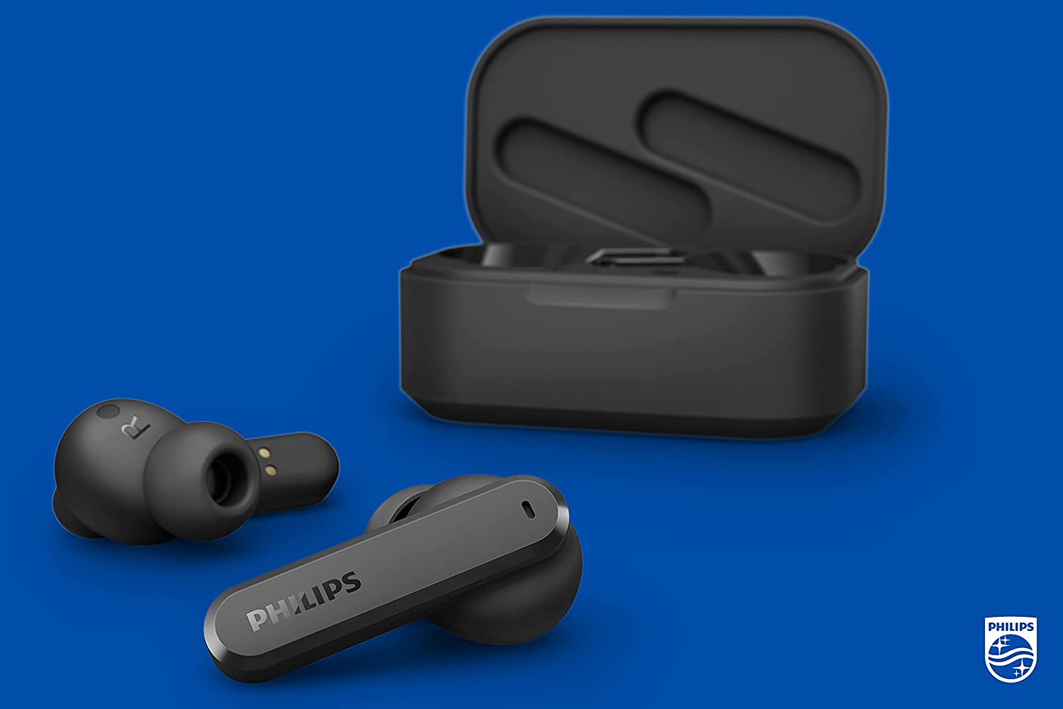 Philips True Wireless Headphones with Charging Case, Black
