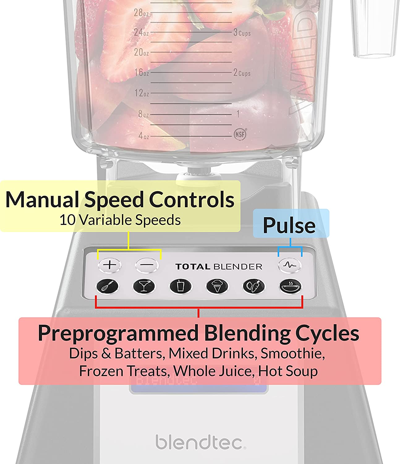 Blendtec Total Classic FourSide Original Blender White - Certified Refurbished