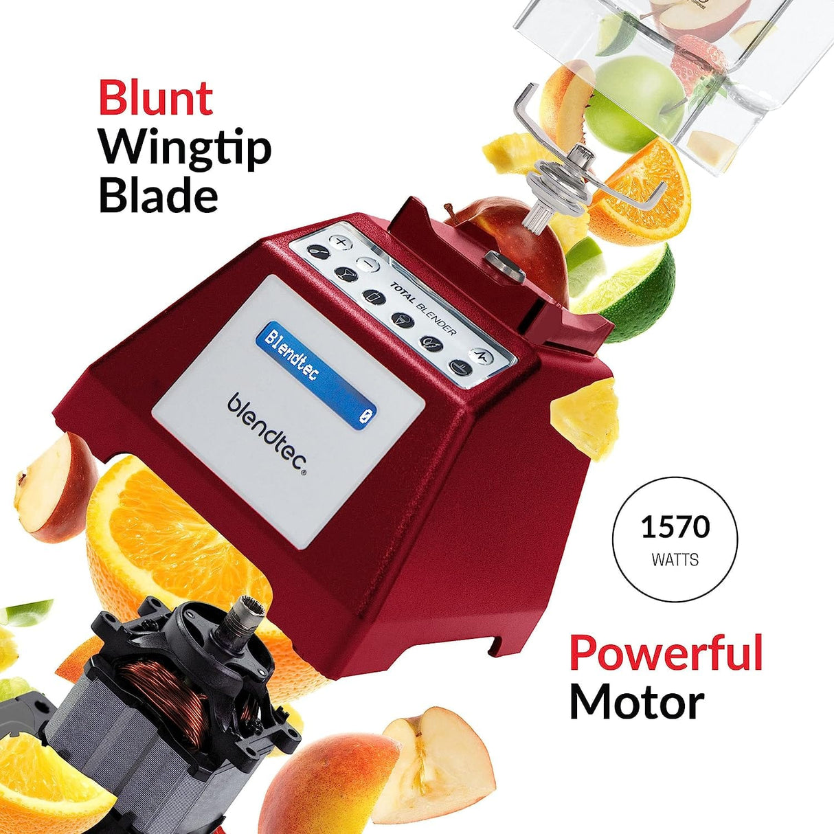 Blendtec Total Blender Classic, WildSide+ Jar, 10 Speeds, Poppy Red