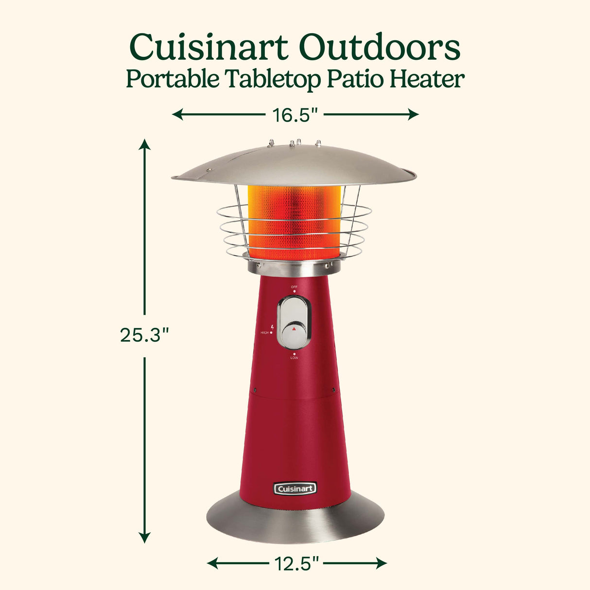 Cuisinart Portable Tabletop Patio Heater, Red