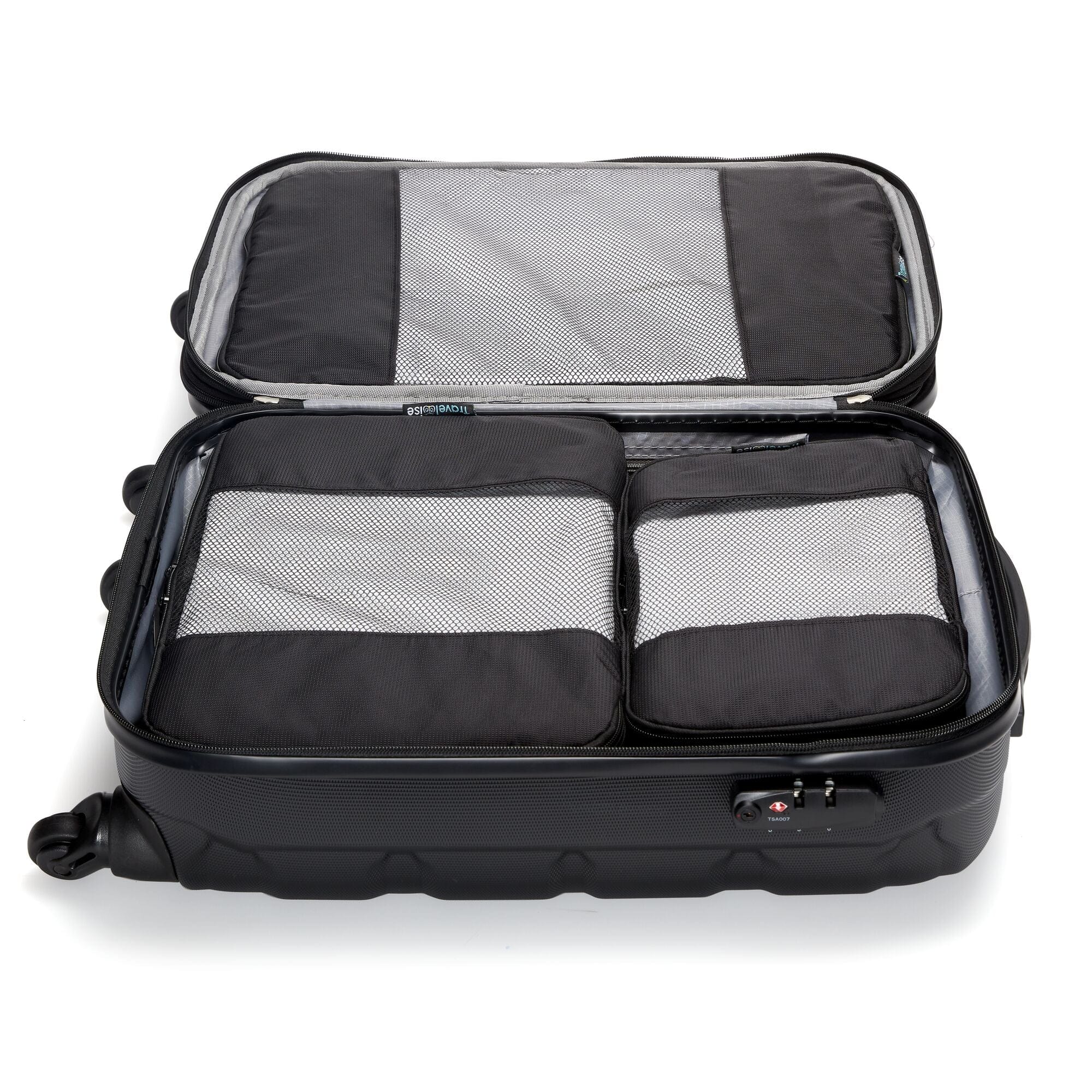 TravelWise Luggage Packing Organization Cubes 5 Pack, Black, 1 Small, 2 Medium, 2 Large