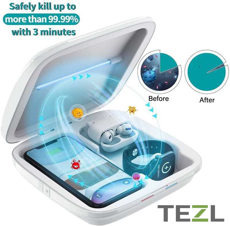TEZL 4 in 1 Multi port Charging Station and Sanitation Box