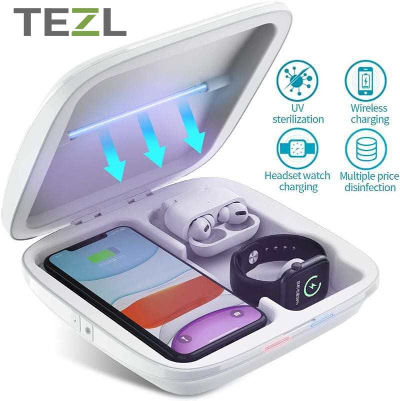 TEZL 4 in 1 Multi port Charging Station and Sanitation Box