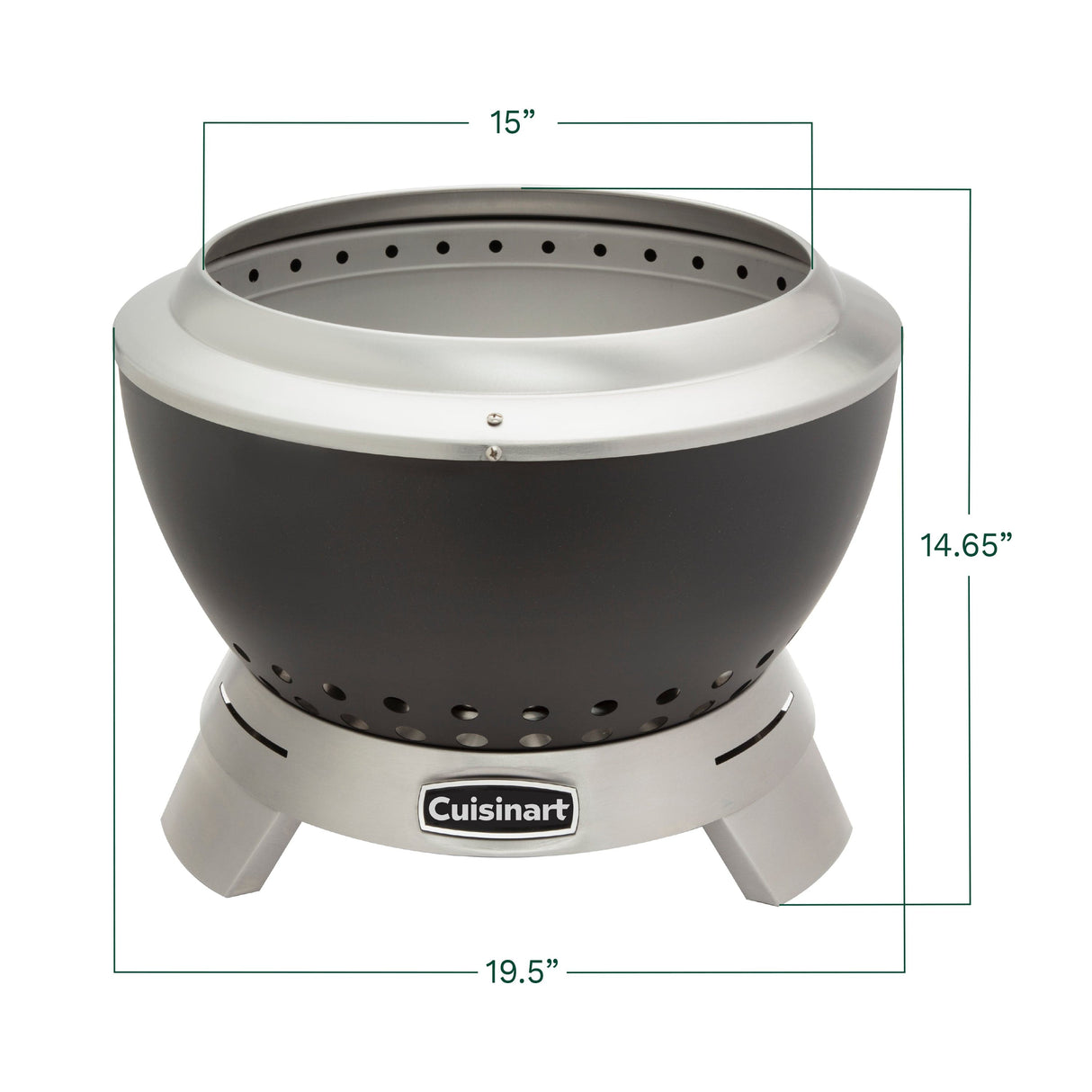 Cuisinart 19.5” Cleanburn Smokeless Fire Pit, Black Stainless