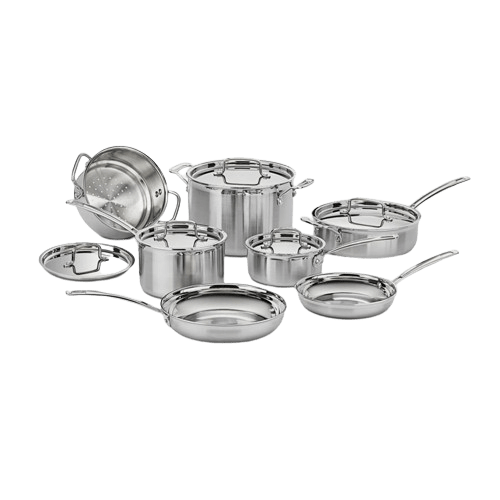 Cuisinart MultiClad Pro Triple Ply Stainless Cookware 12 Piece Set, Silver