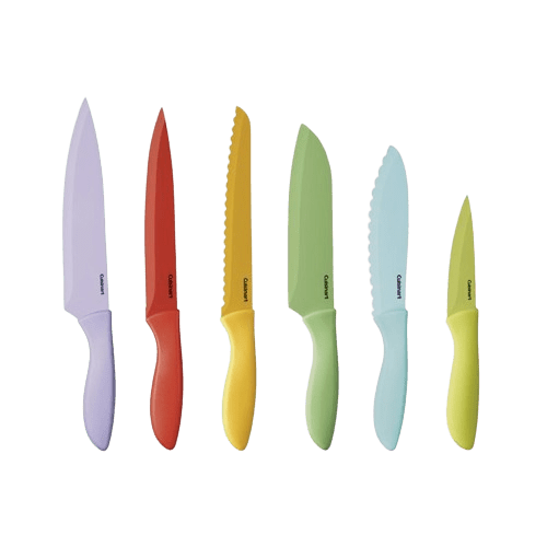 Cuisinart 12 Piece Ceramic Coated Color Knife Set with Blade Guards, Multicolor