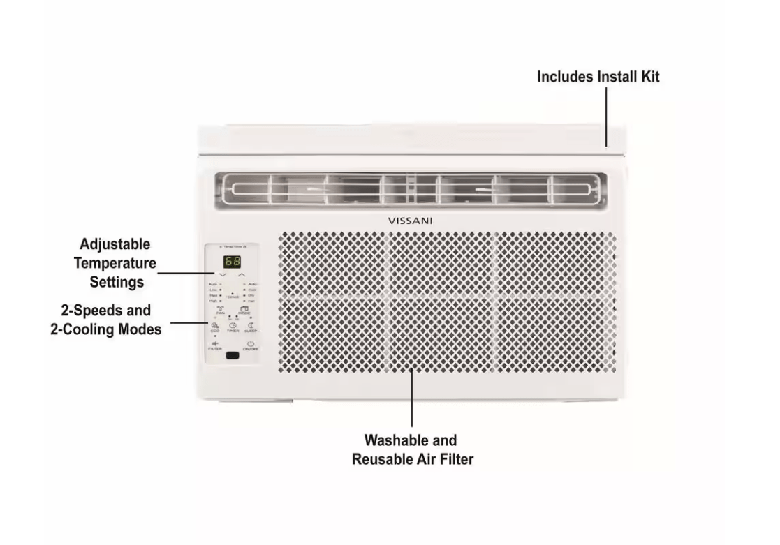 Vissani 5000 BTU 115V Window Air Conditioner for 150 sq. ft. Rooms, White - Certified Refurbished