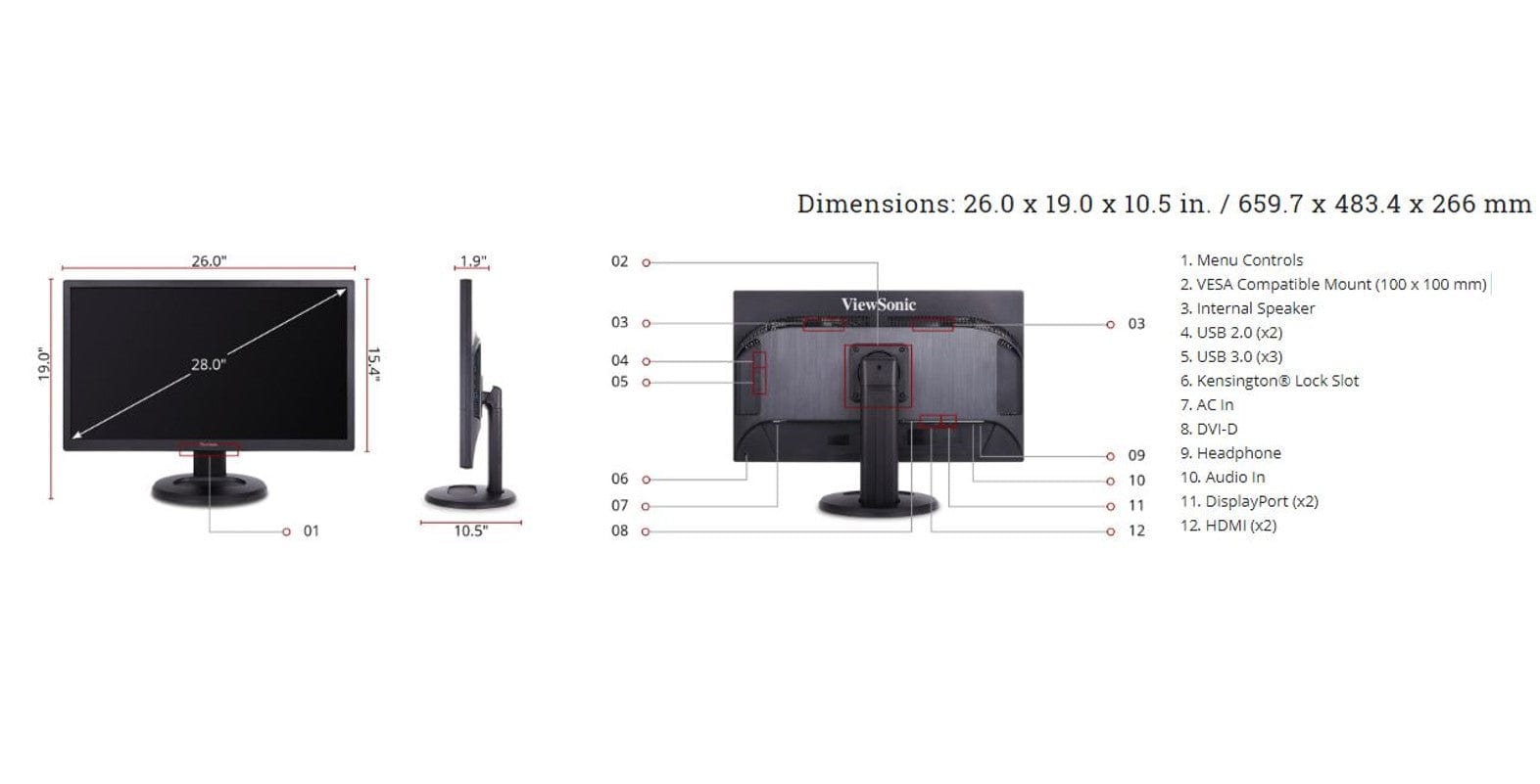 ViewSonic 28"Ultra HD LED Monitor - Certified Refurbished