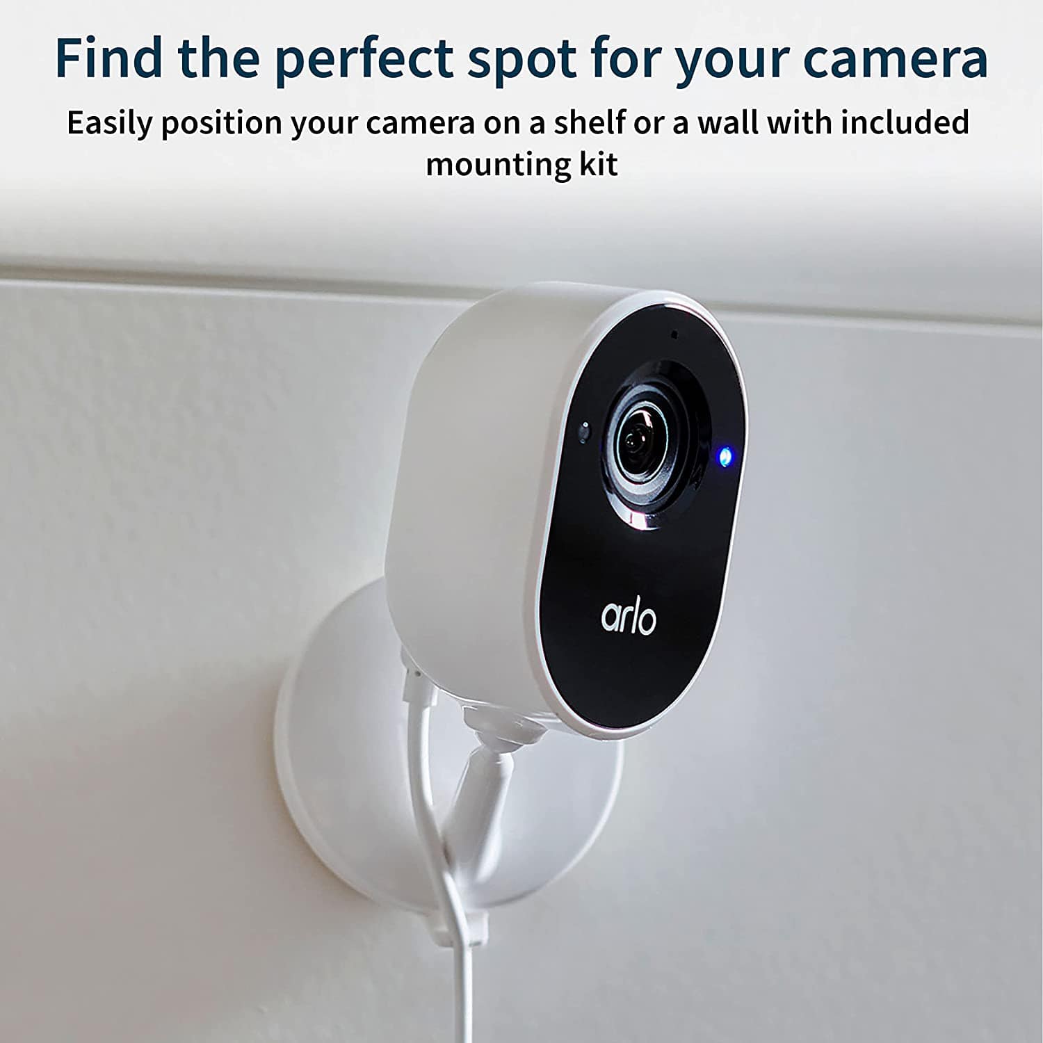 Arlo Essential 1080p Night Vision, 2 Way Audio, Wired Indoor Smart Camera, White - Certified Refurbished